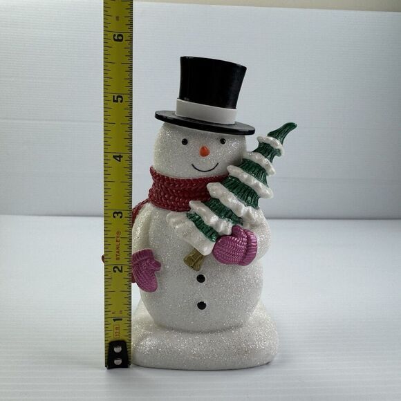 Bath & Body Works Snowman Soap Dispenser Holder Christmas Top Hat Tree Glitter - Picture 10 of 13
